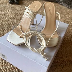 Magda Butrym Cream Thin Crepe Sandal Wedding Shoe